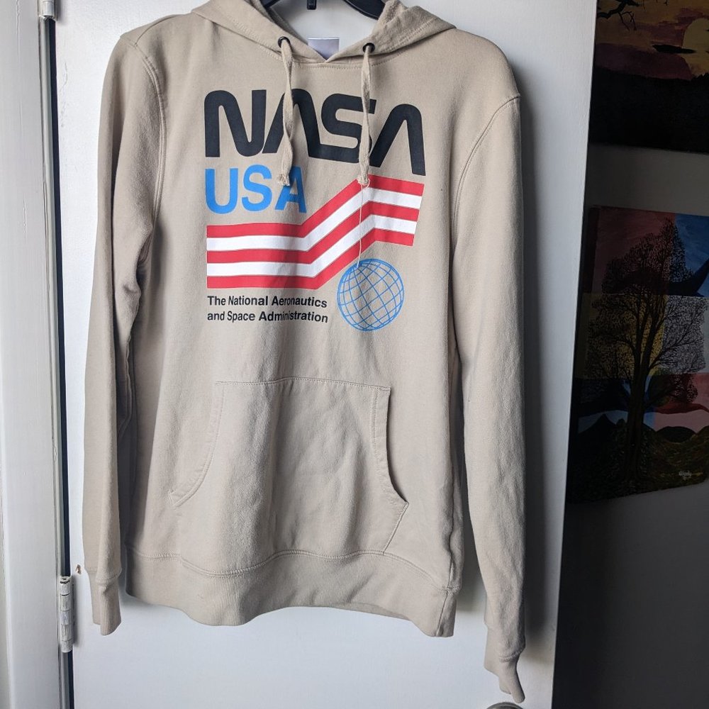 NASA USA Tan Pullover Hoodie Size Medium